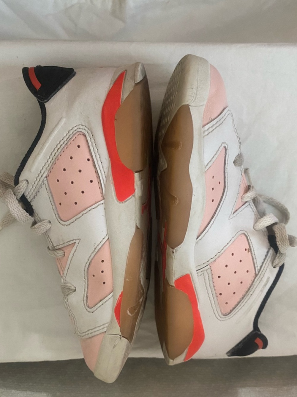 Jordan Kids Retro White and Pink Athletic Lace Up Sneakers Summer Tennis Shoes